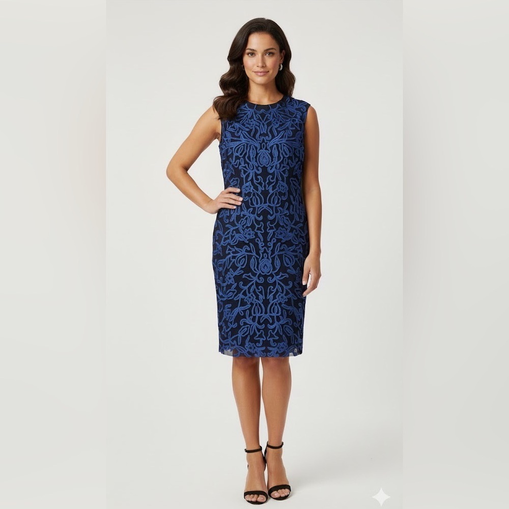 Nwt, Js Collection, Soutache Embellished Cocktail/ Party Sheath Dress, Size 12